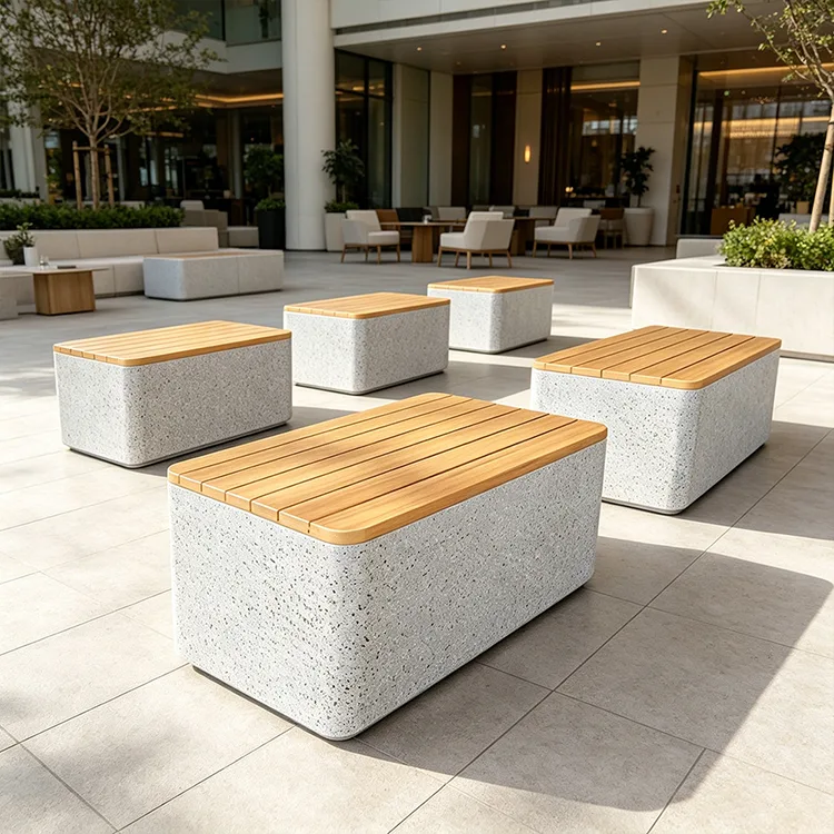 Kaupallinen FRP Terrazzo Cube Bench